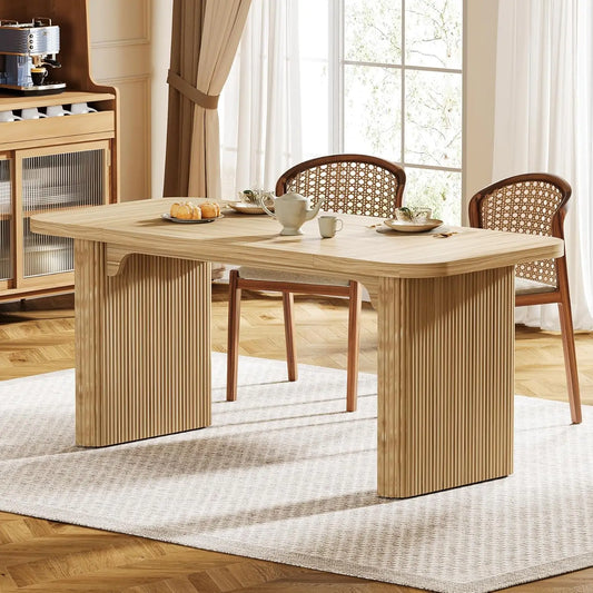 Modern Dining Table with Double Robust Pedestal