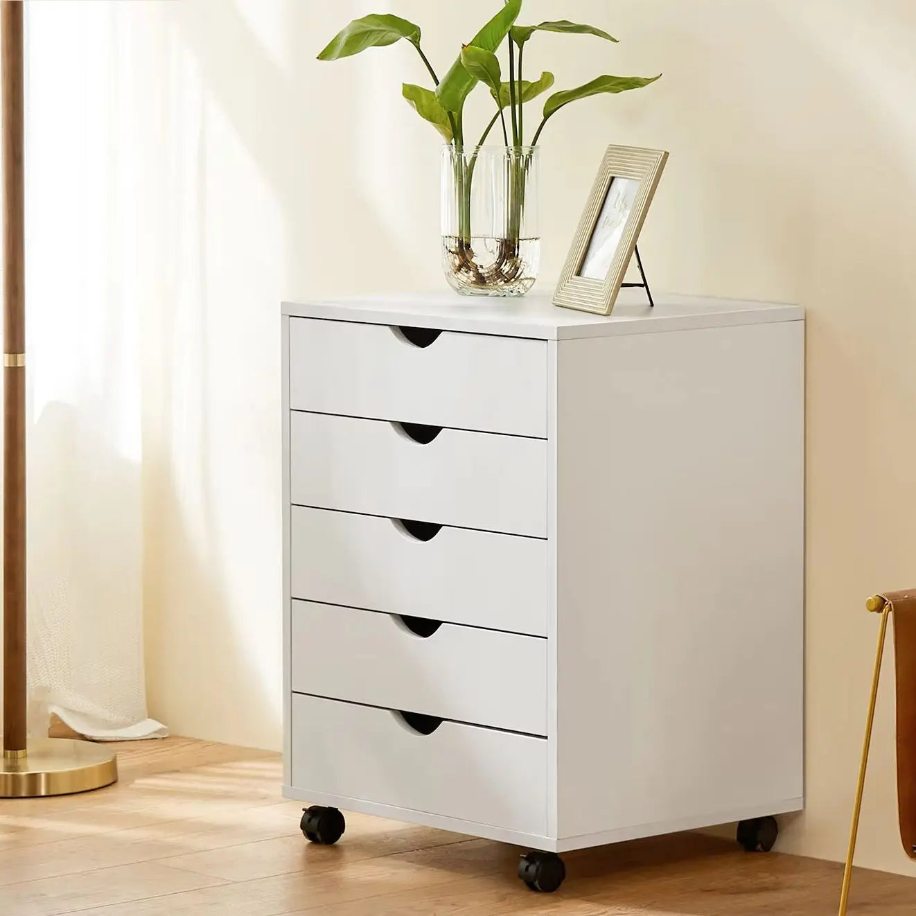 Nightstand Cabinet Bedside Table Rotating Wheel
