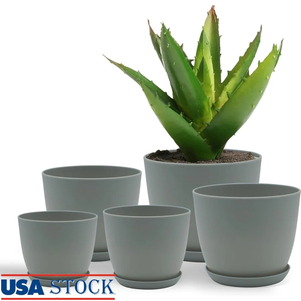 Stackable Plastic Plant Pots with Drainage Indoor/Outdoor