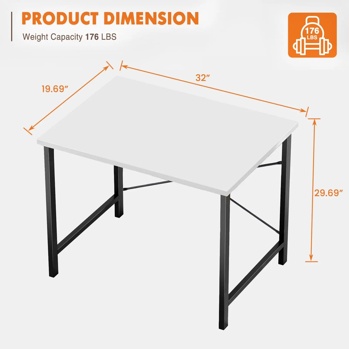 Computer Office Desk With Metal Frame Wood Tabletop