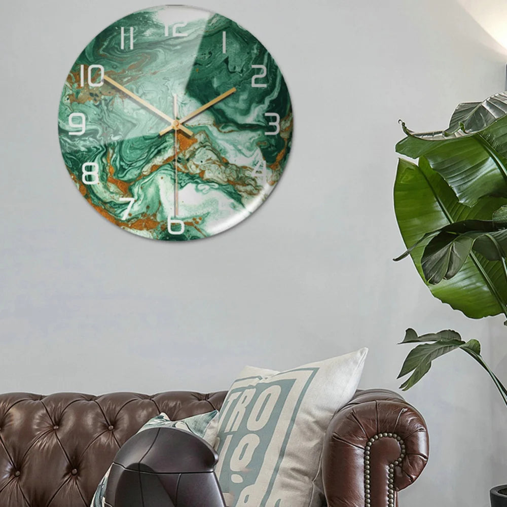 Luxury 3D Acrylic Marble Pattern Wall Adhesive Clock