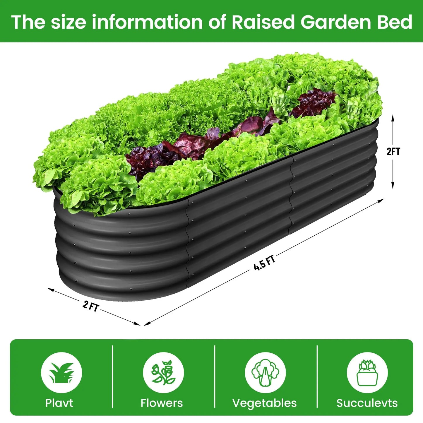 Oval Galvanized Steel Raised Garden Bed