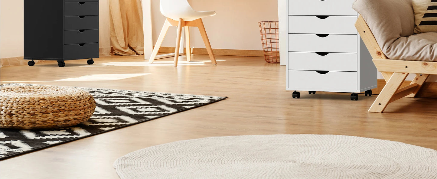 Storage Cabinet Wooden Wheels Organizer