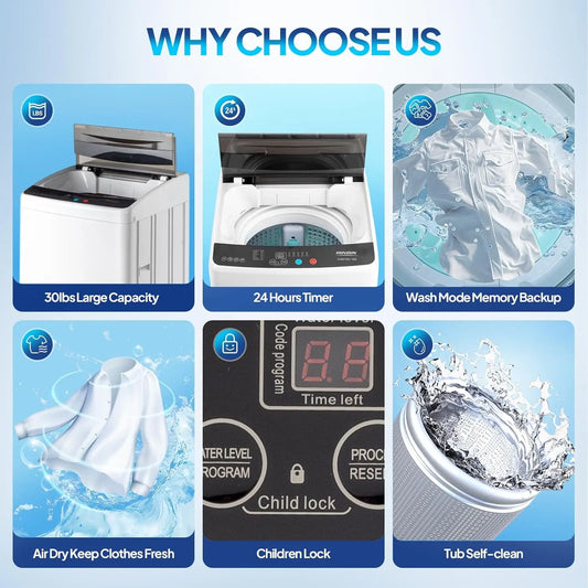 Full-Automatic Portable Washer with Stainless Steel Drum