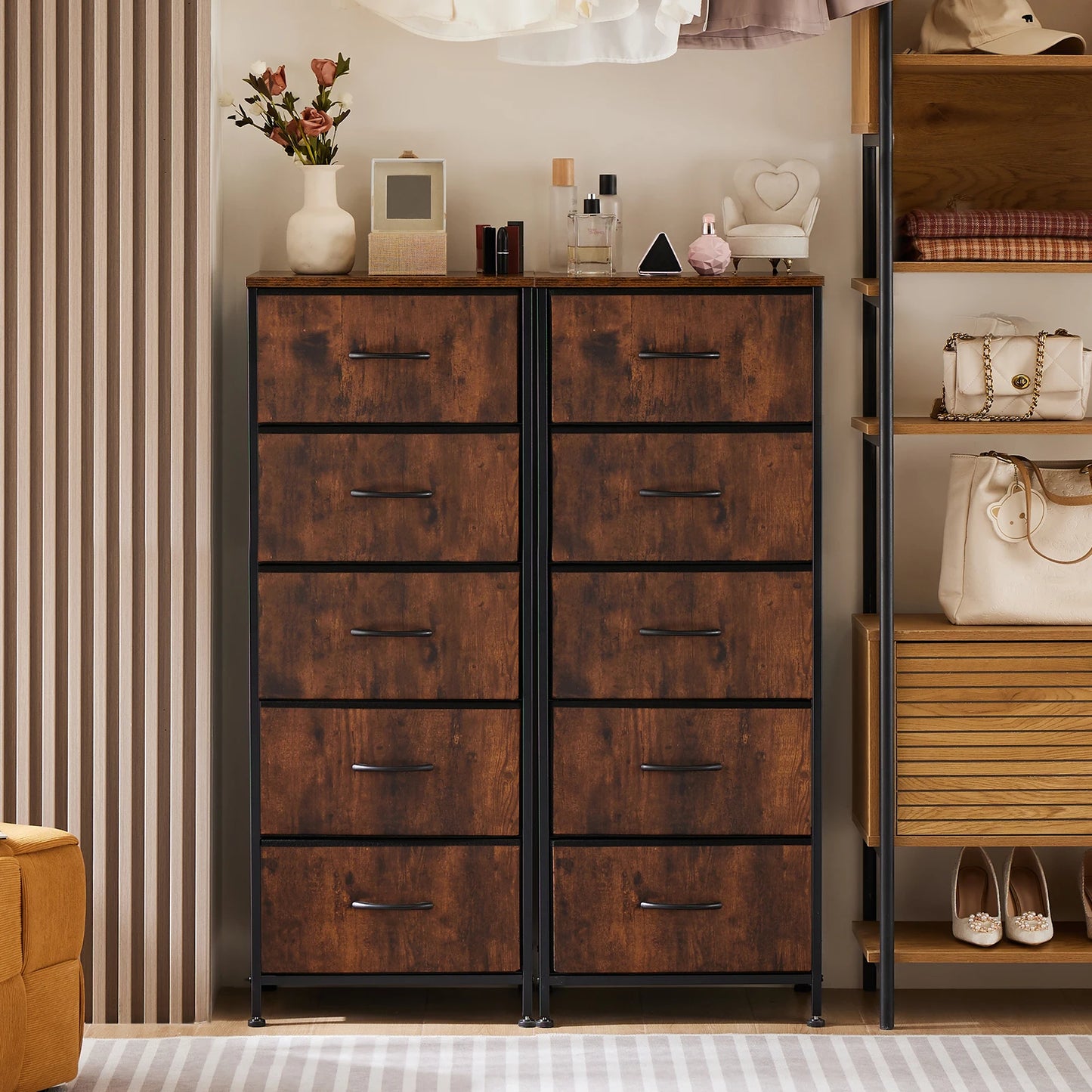 Nightstand Wardrobe Steel Frame Closet