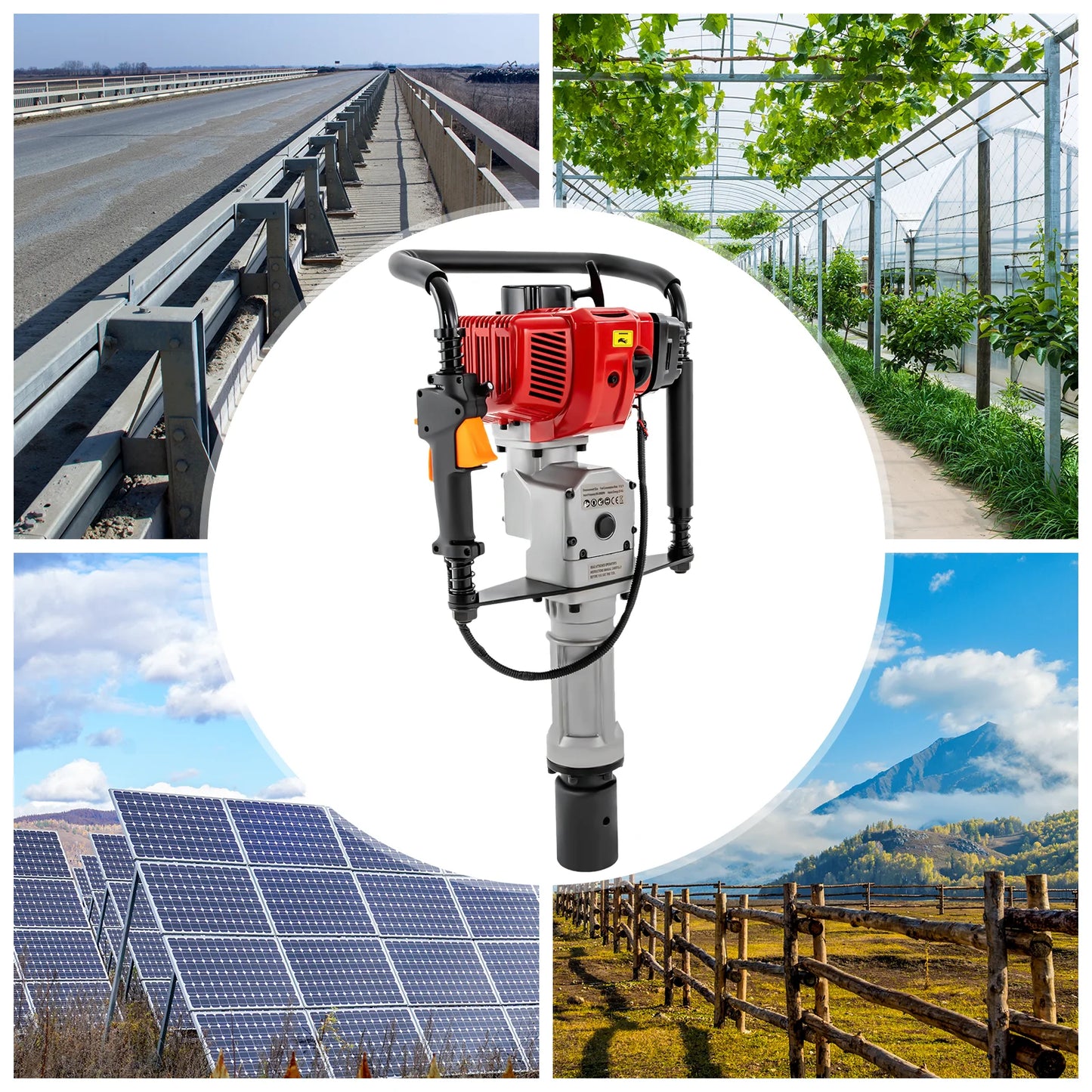 Air Cooling Single-cylinder Petrol Garden Fencing Push Pile Tool