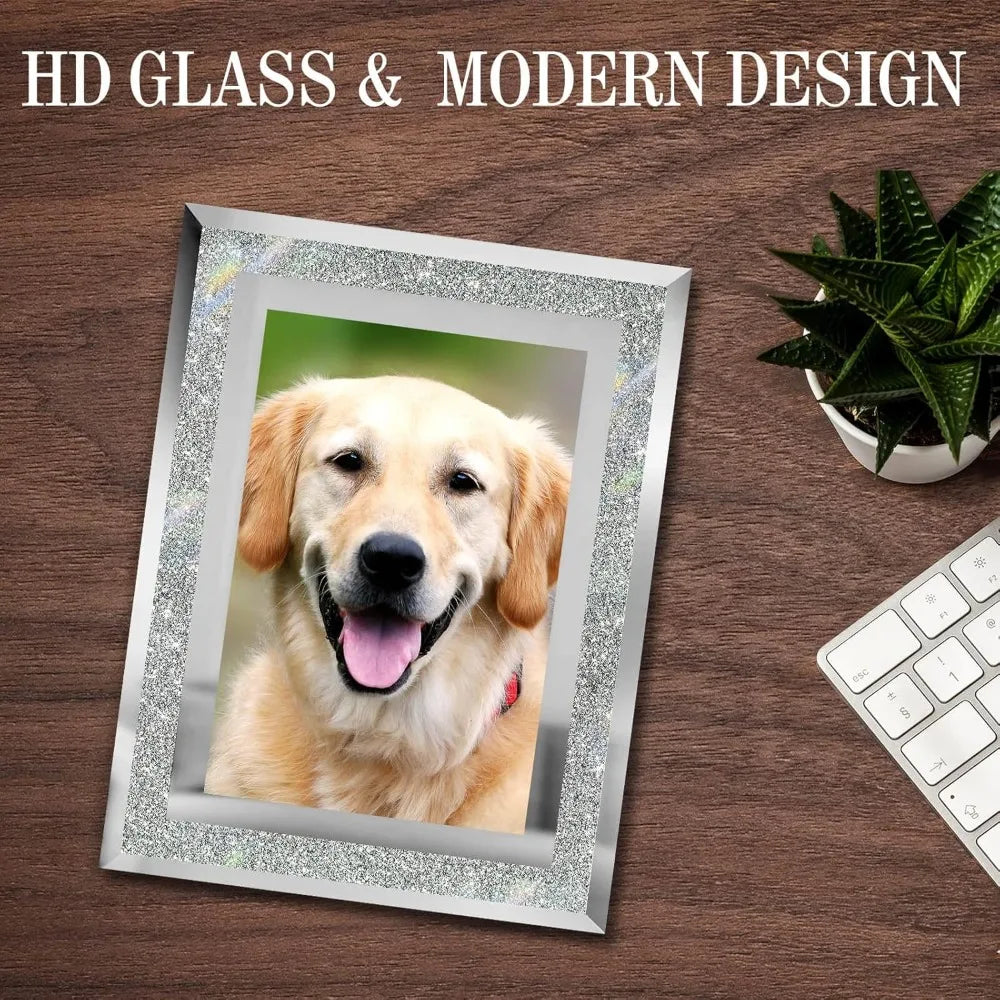 Picture Frame Set - Silver - Sparkle Real Glass