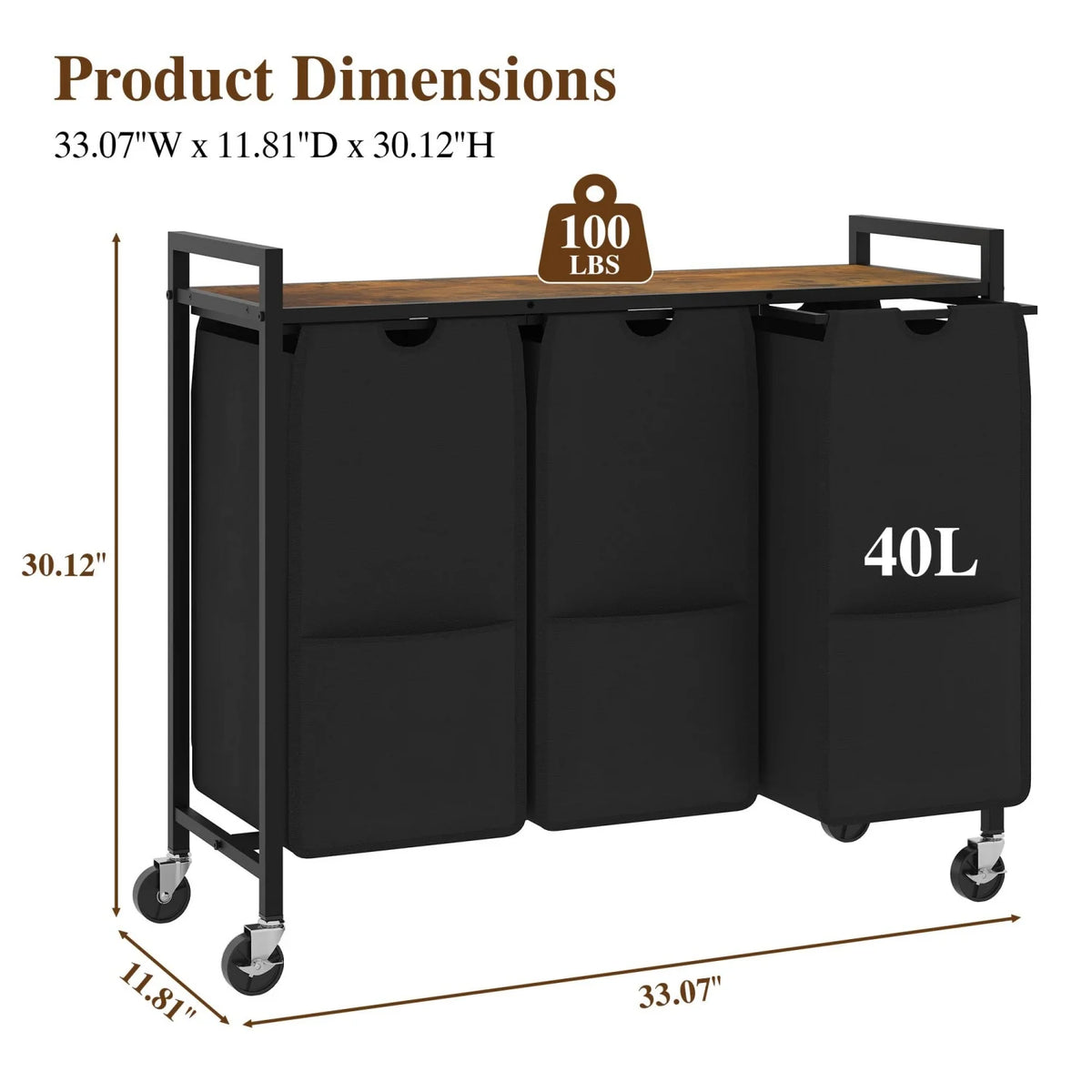 Rolling Laundry Hamper with Shelf