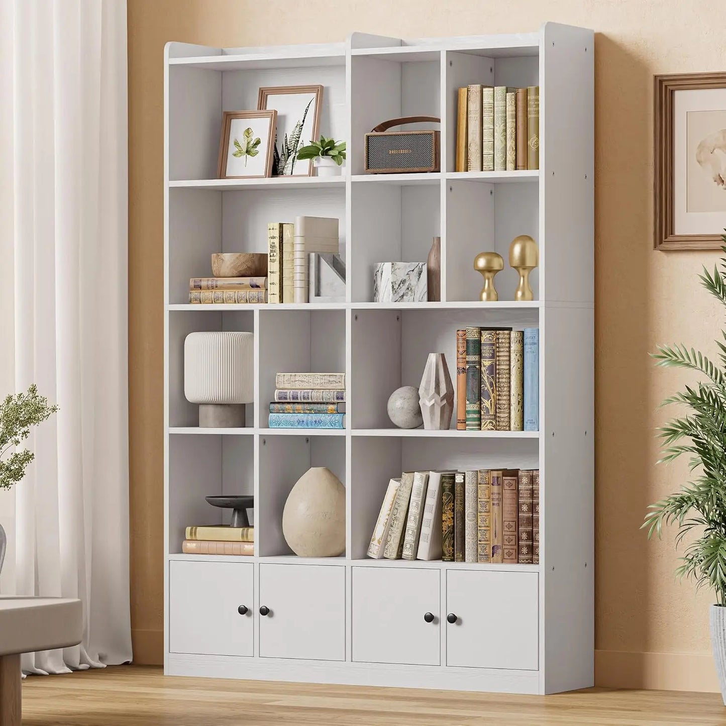 Floor Standing Tall Display Storage Shelves with Doors