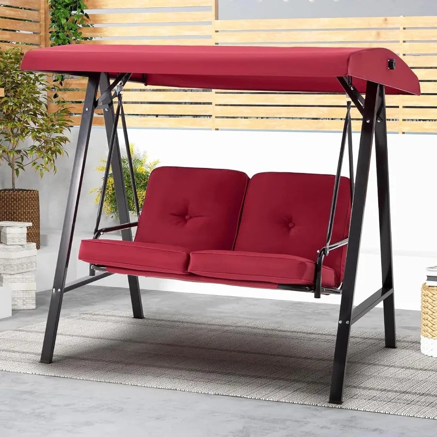 Outdoor Patio Swing Chair with Adjustable Canopy