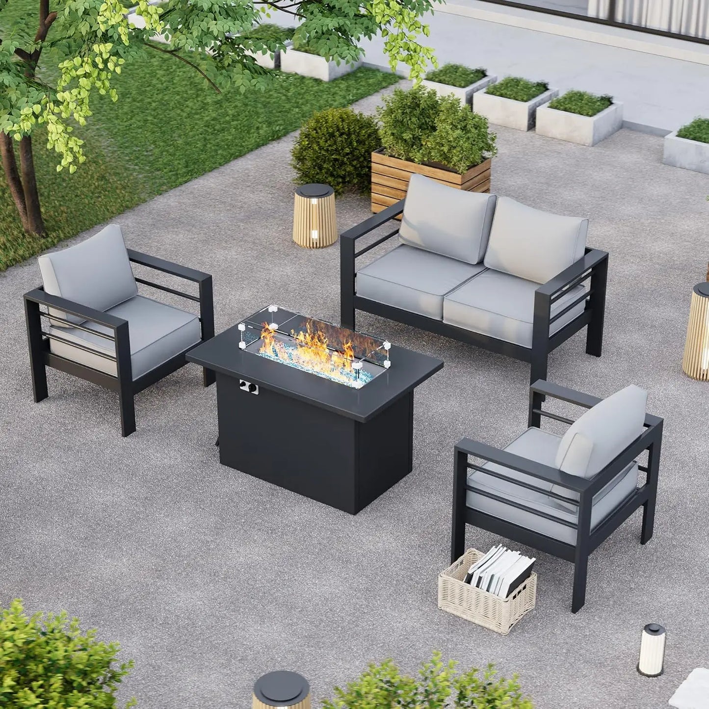 Aluminum Patio Furniture Set with Waterproof Covers