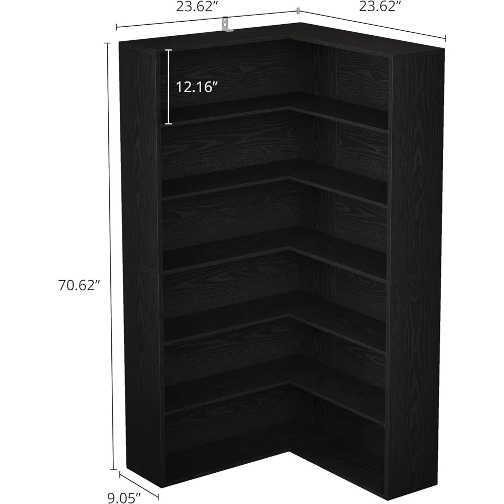 Corner Bookcases with Baffles Shelf Storage Rack