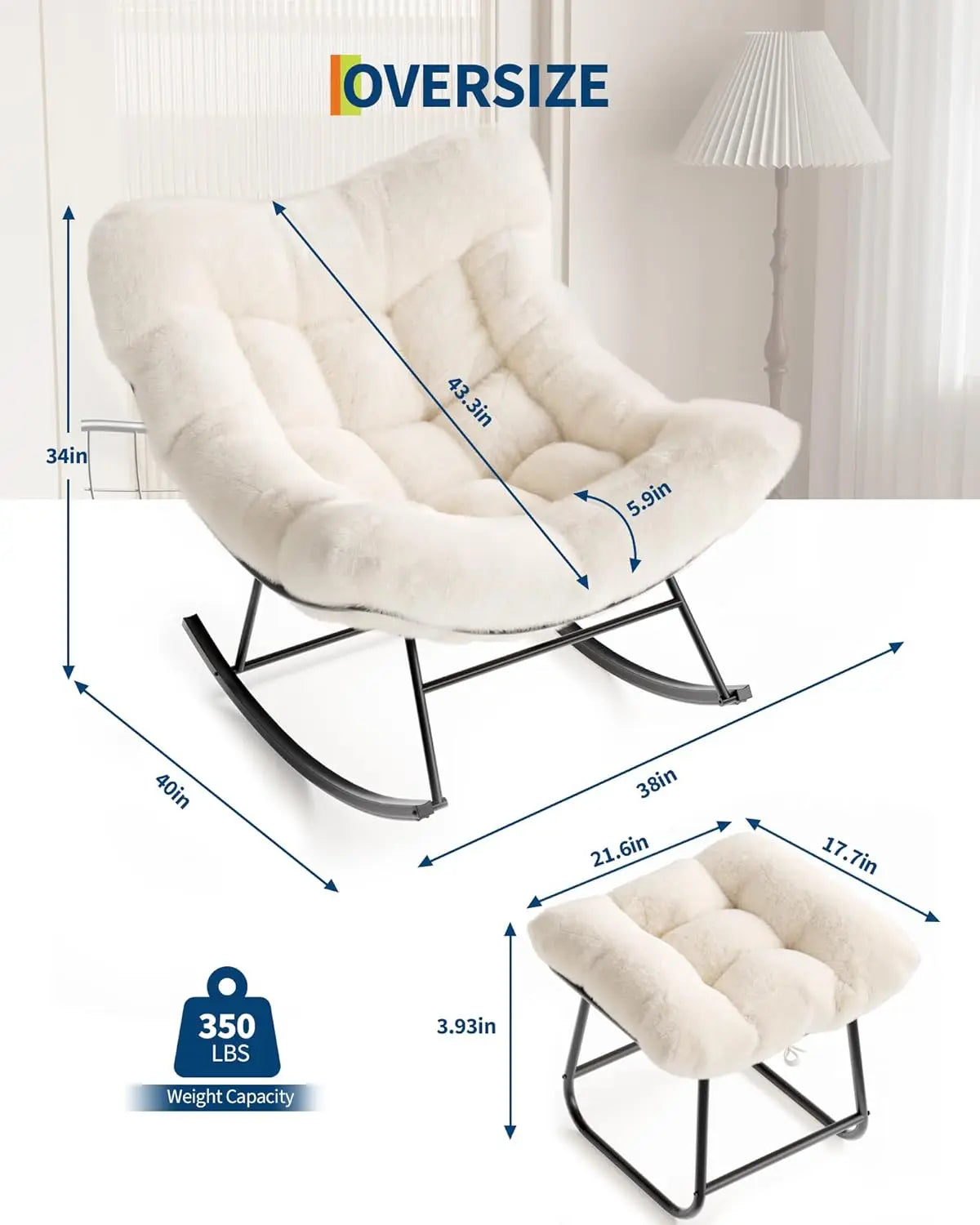 Outdoor Egg Rocker Rocking Chair with Footrest