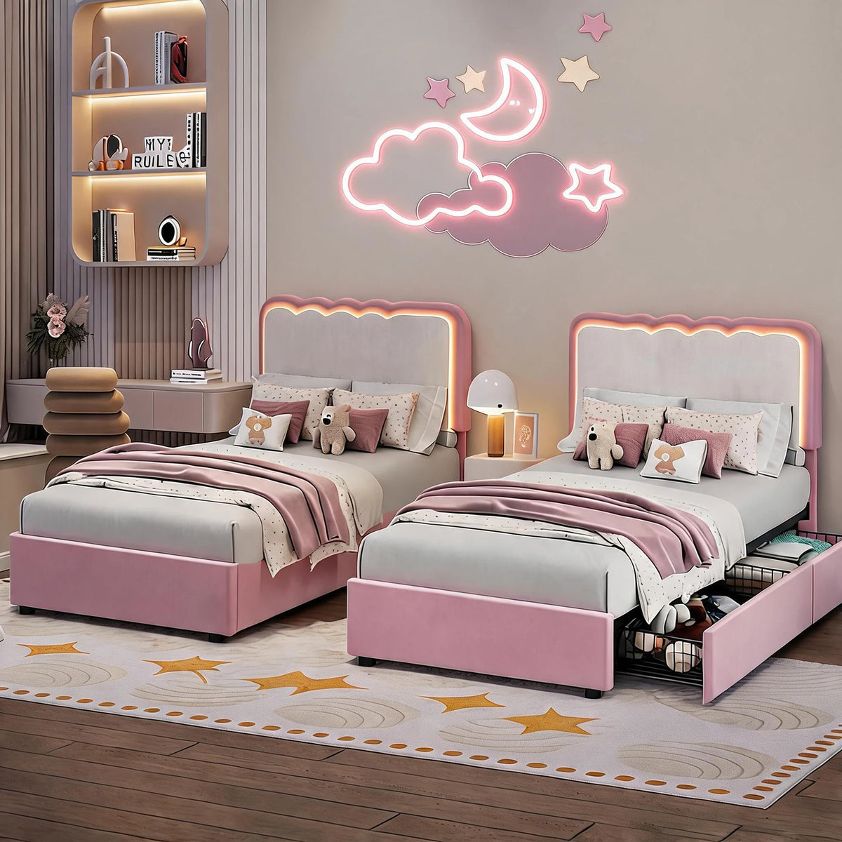 Upholstered LED Bed Frame