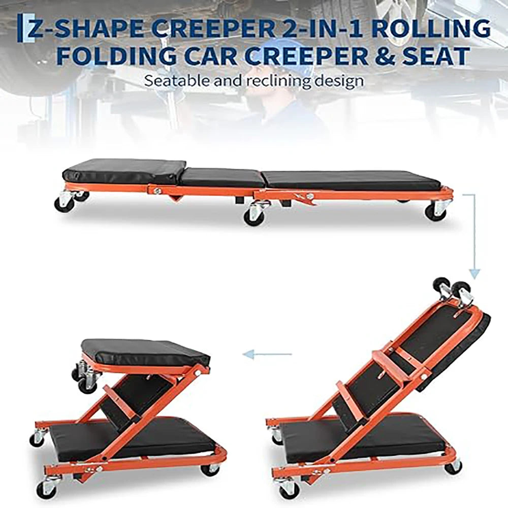 Automotive Mechanic Repair Under Car Rolling Creeper Seat