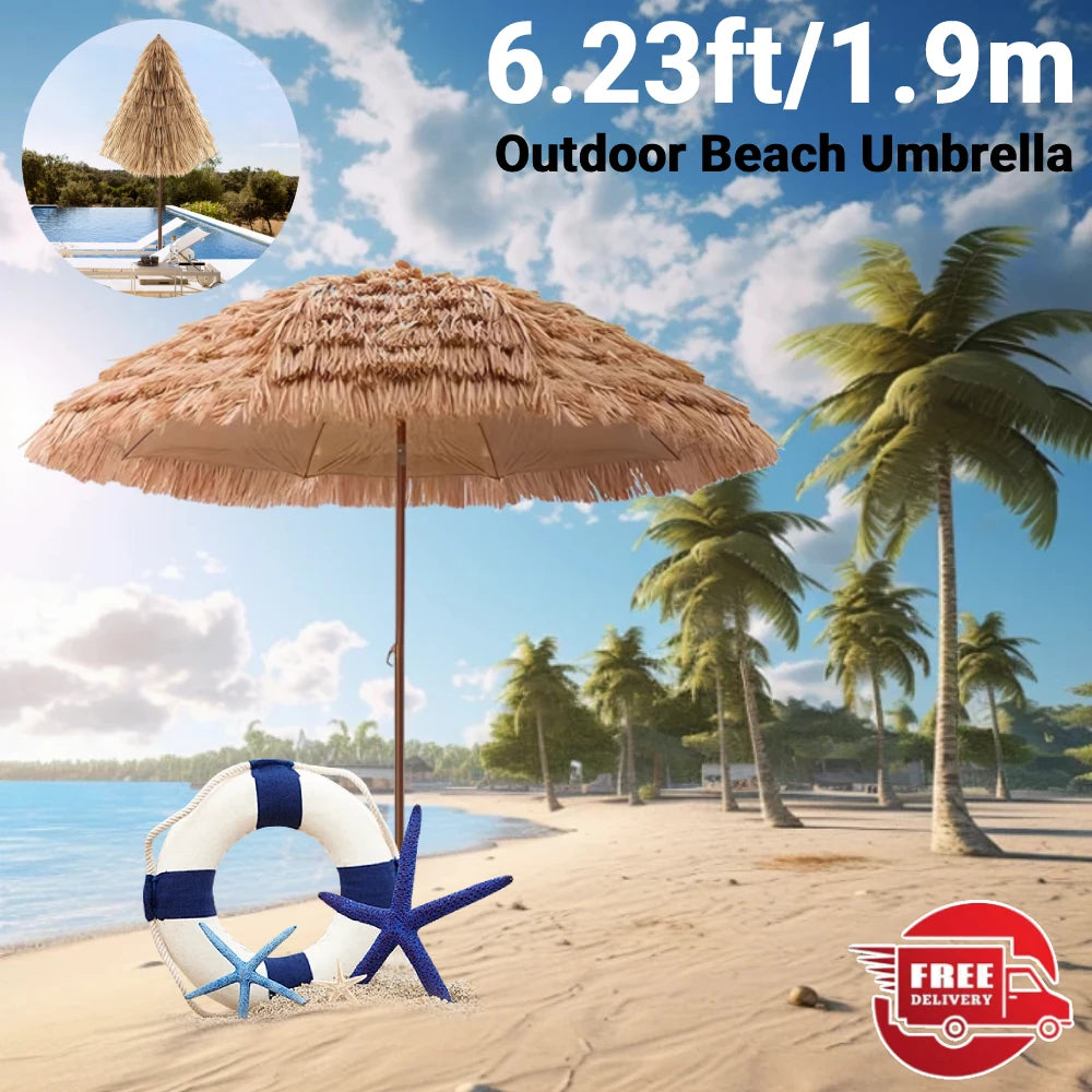 Outdoor Beach Sunshade Straw Umbrella