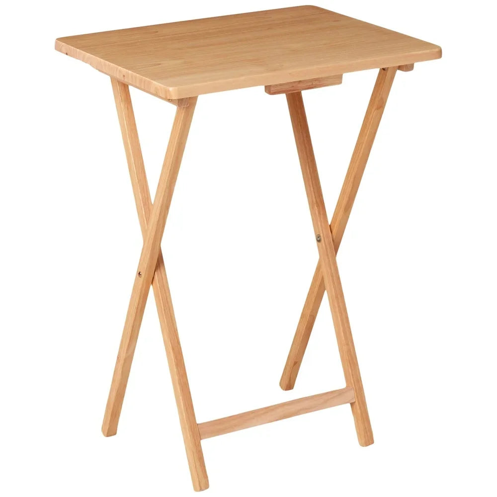Portable Lightweight Solid Rubberwood Folding TV Tray Table
