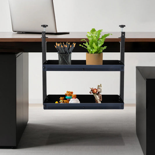 Clamp-on Desk Shelf, 2-Tier, Above or Under Table Corner Shelves Organizer