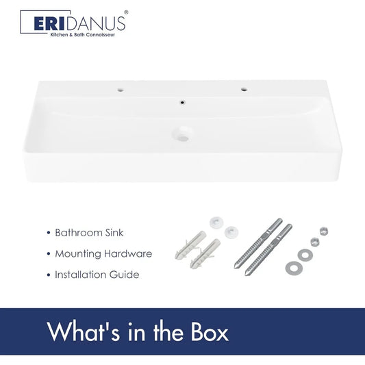 Ceramic Rectangular Floating Wall Mount Vessel Sink