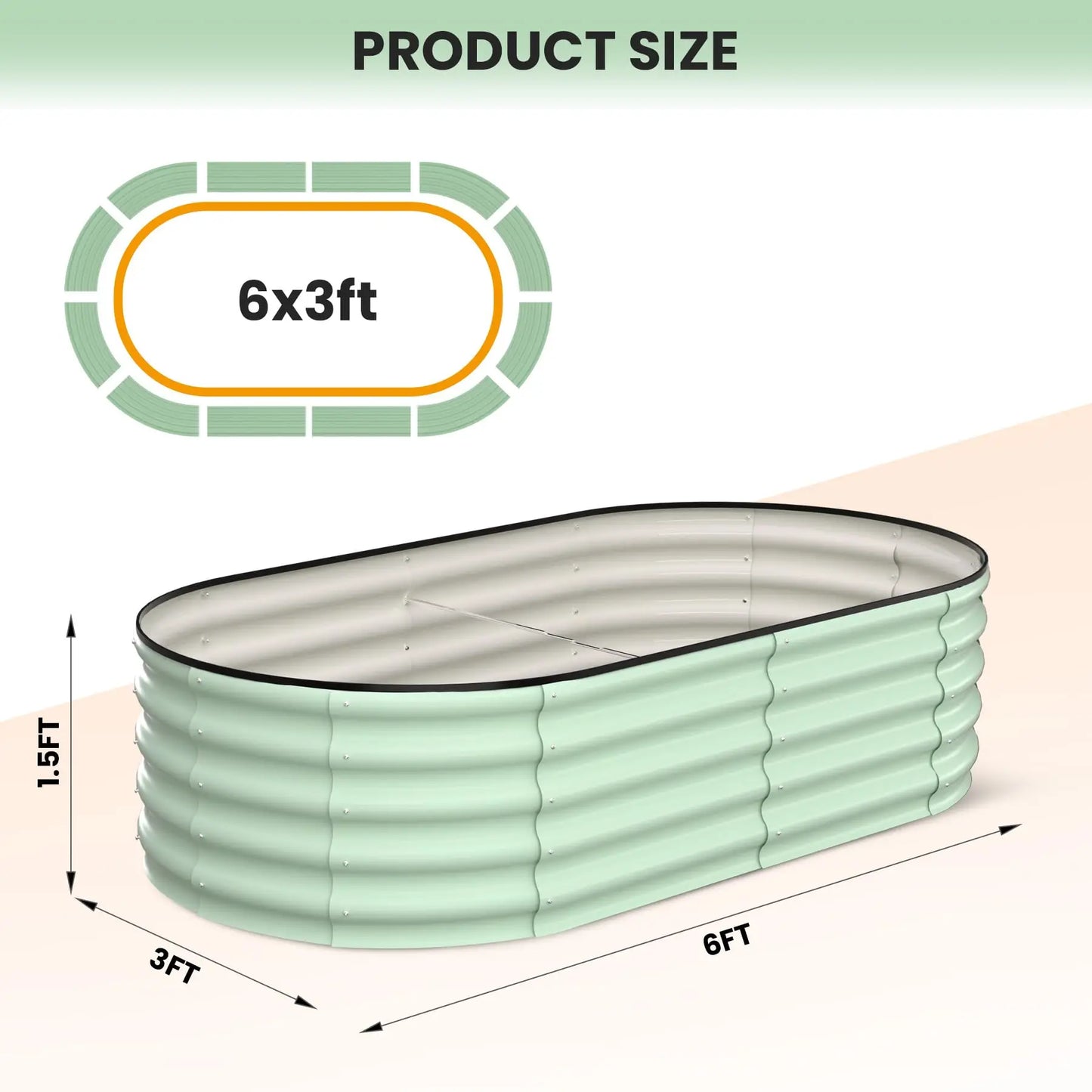Oval Galvanized Steel Raised Garden Bed