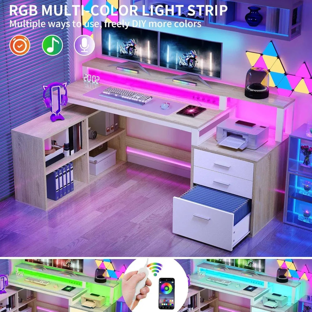 L Shaped Desk with Drawers