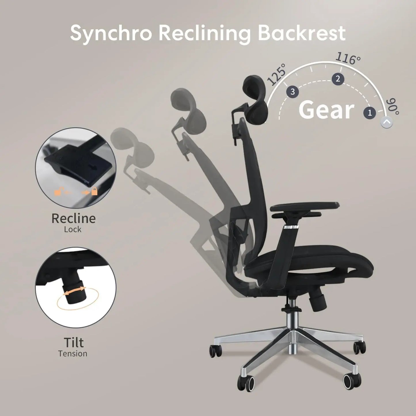 Computer Chair with Soft Flip Up Arms with Adjustable Lumbar Support