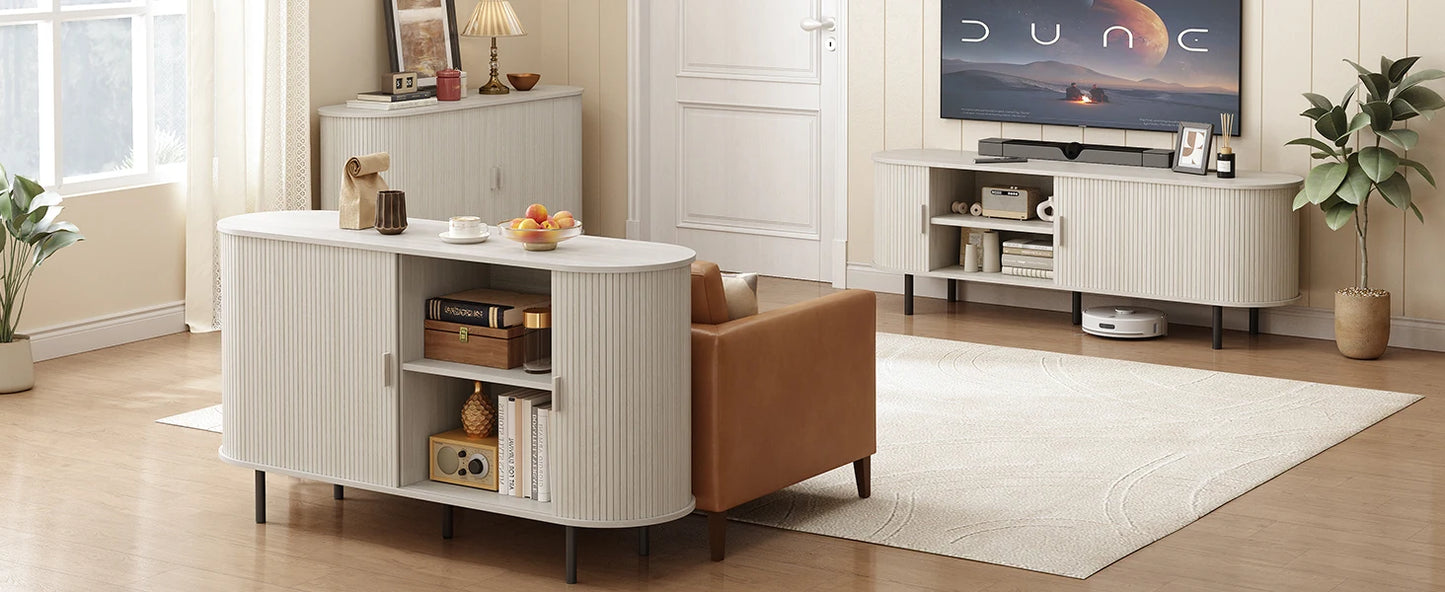 Entertainment Center Table with Sliding Doors