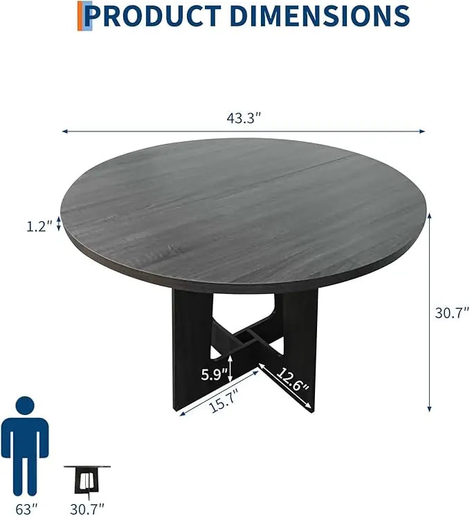 Round Dining Table with Cross Base