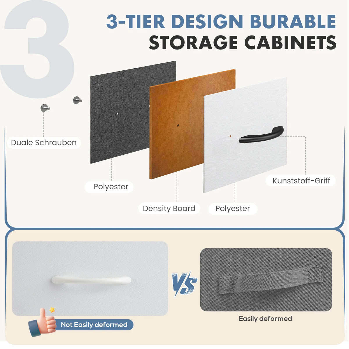 Removable Fabric Bins Sturdy Steel Frame Wood Top Organizer