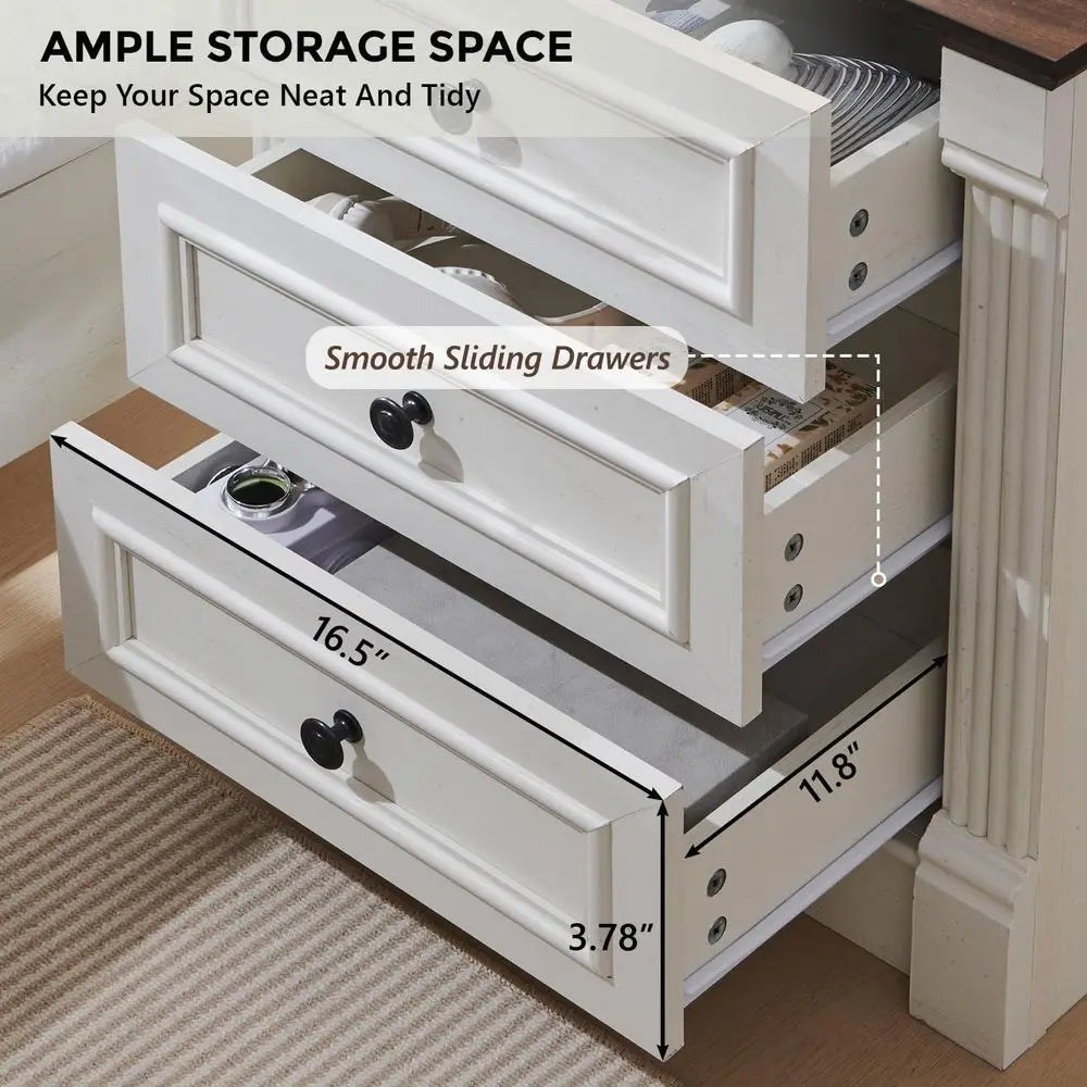 Modern Farmhouse Bedside Table Fluted Nightstand