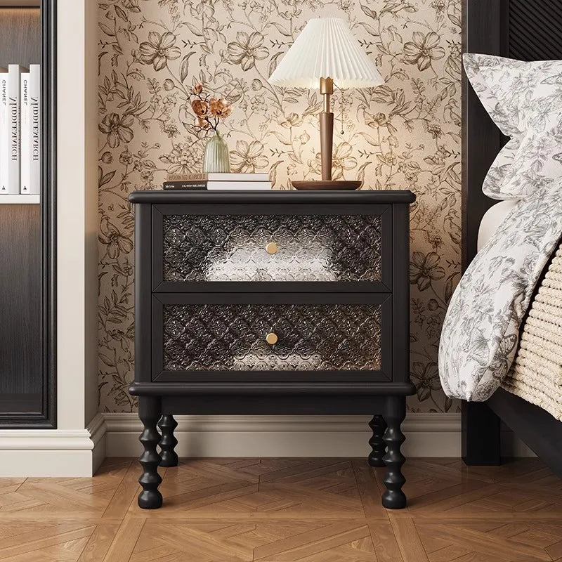 Modern Vintage Interior Bedside Table with Drawers