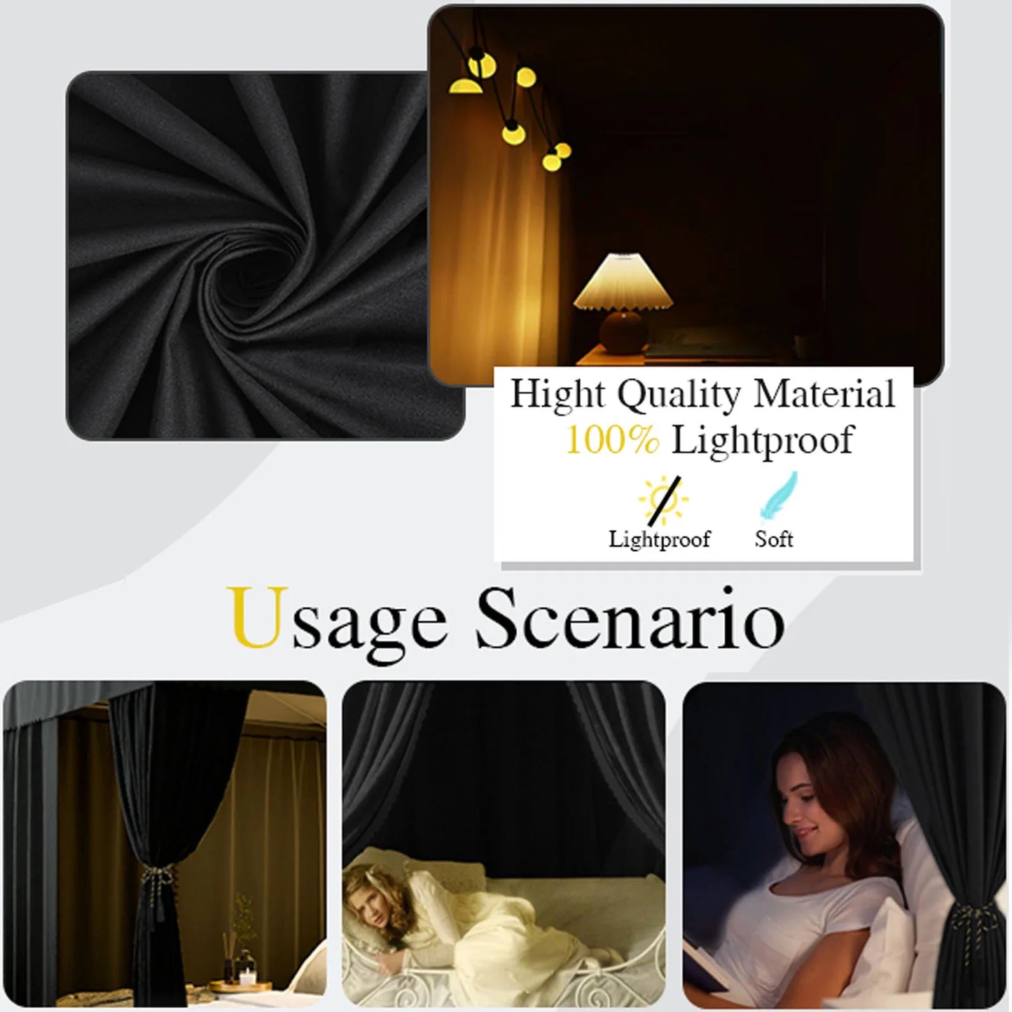 Queen/King Four Corner Post Bed Canopy Bed Curtains