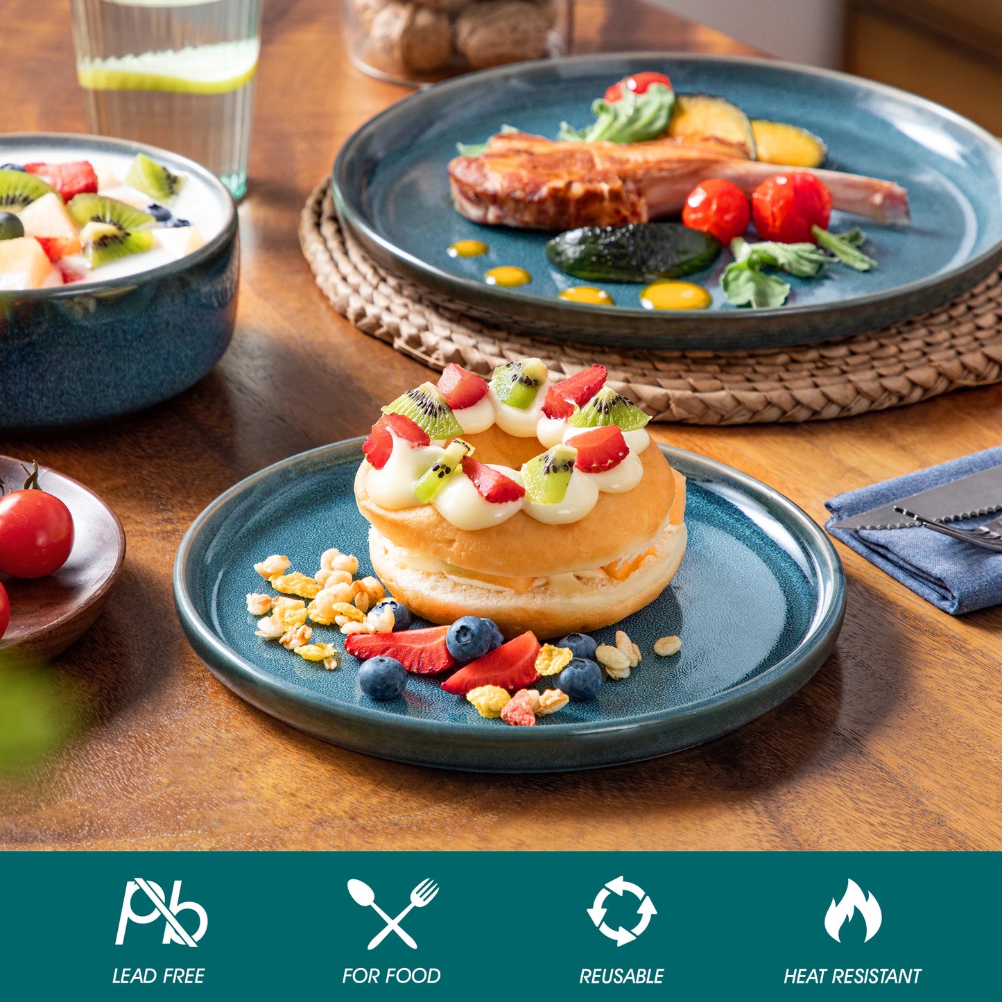 Reactive Glaze Vertical Edge Dinnerware Set