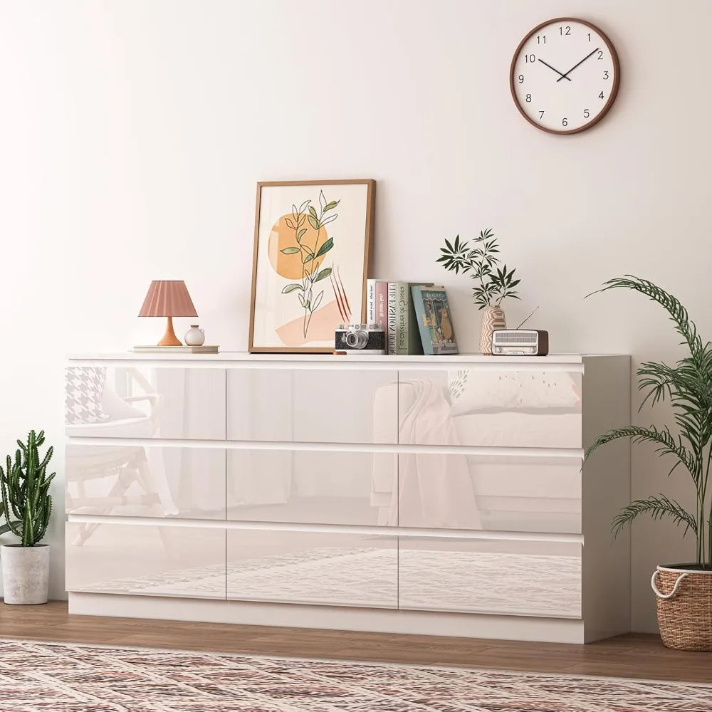 Large Modern High Gloss Dresser with Power Outlets