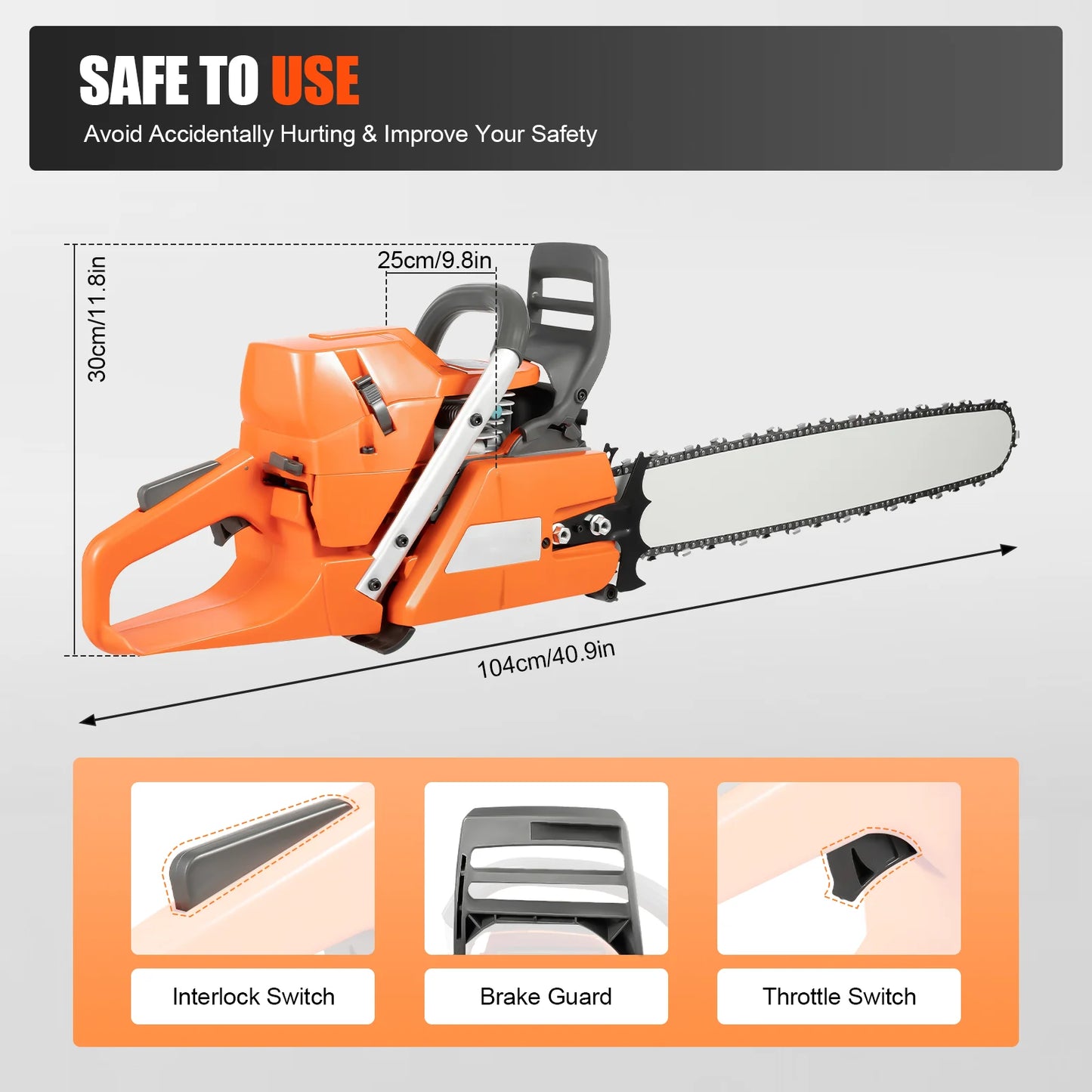 Gasoline Power Chain Saws with Crankcase Hand Pull Start For Cutting Wood