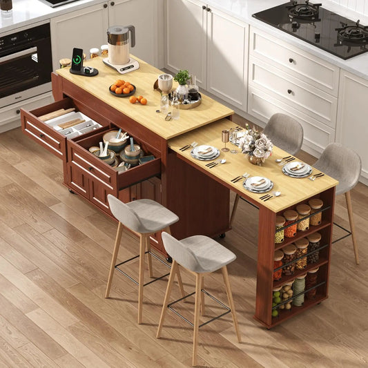Large Mobile Extendable Dining Table and Power Outlet