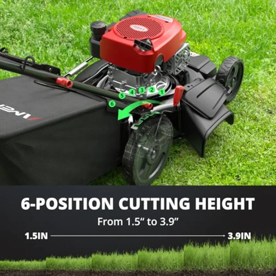 Gas Push Lawn Mower with Discharge 6-Position Height Adjustment