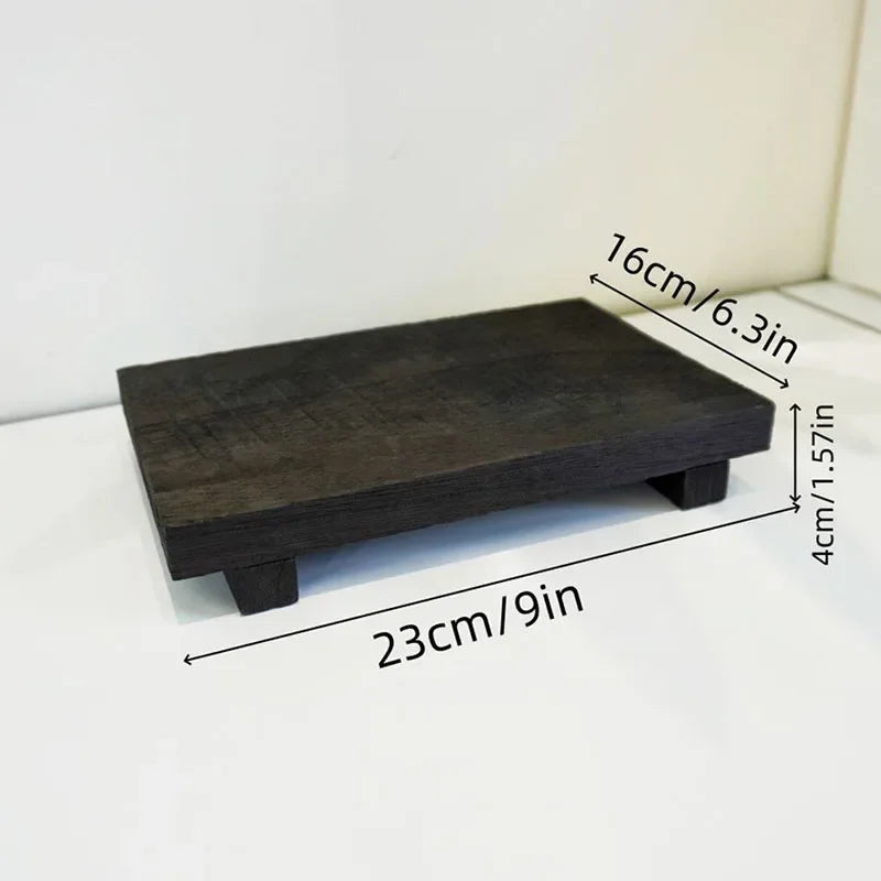 Bathroom Decor Wood Tray Pedestal Stand