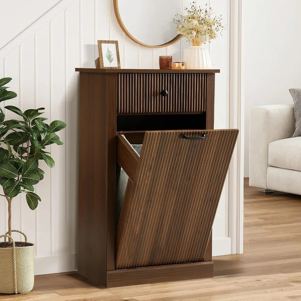 Wooden Hamper Cabinet with Drawer