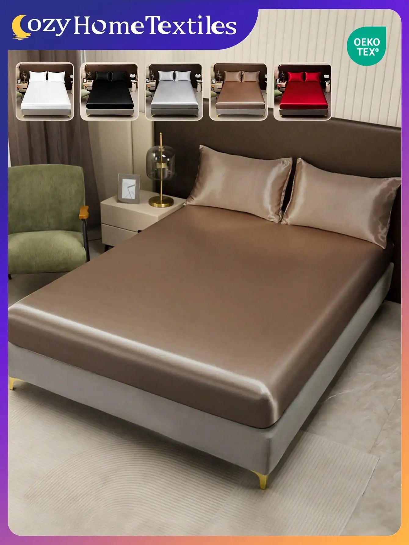 Satin Bedding Set With Fitted Sheet