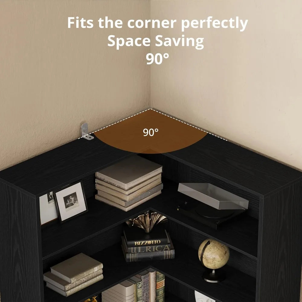 Corner Bookcases with Baffles Shelf Storage Rack