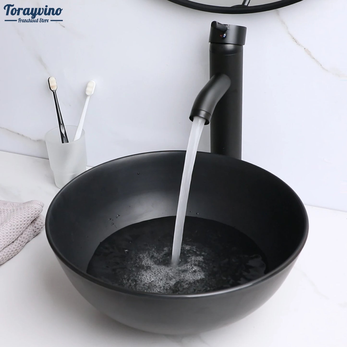 Bathroom Basin Sink Set with Faucet Pop Up Drain