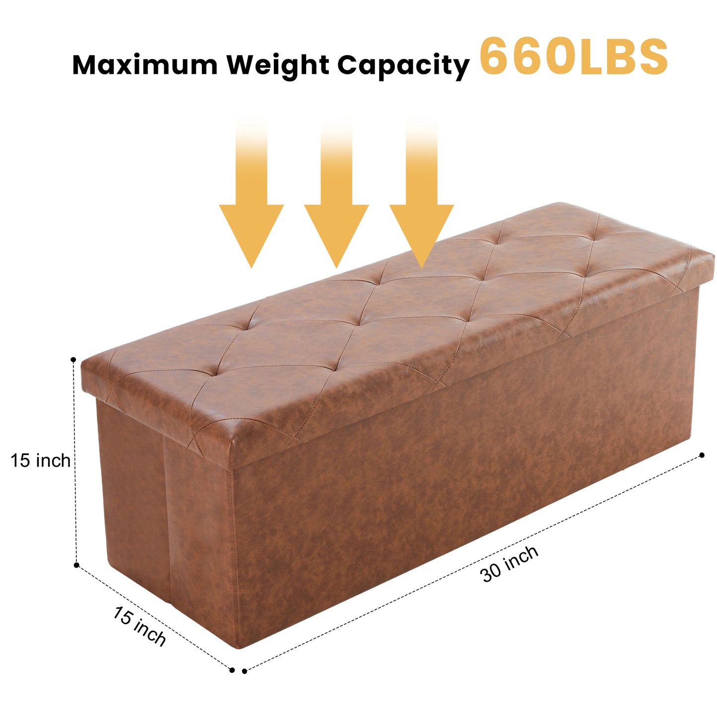 Leather Folding Ottoman Storage Footstool Bench