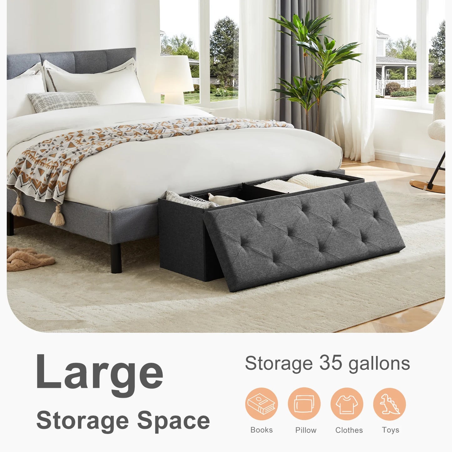 Storage Stool with Foam Seats