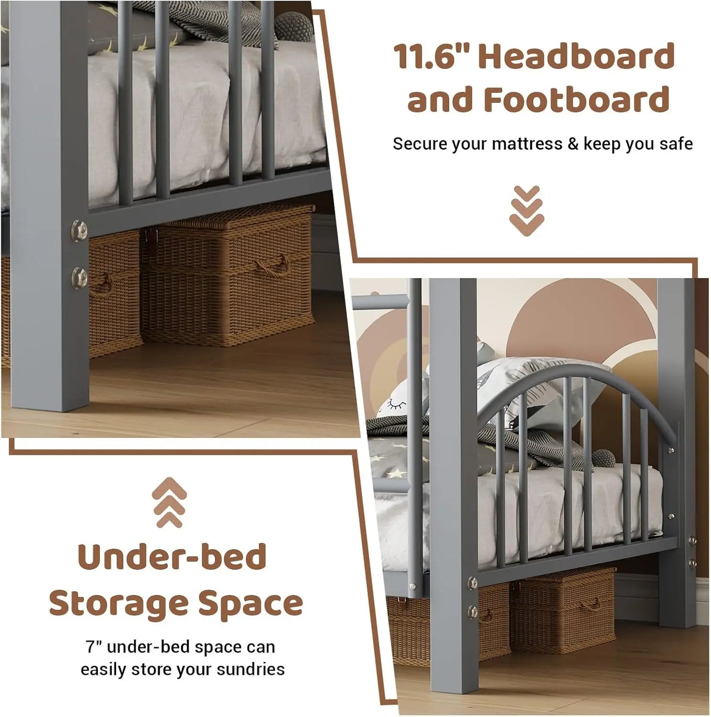 Metal Loft Bed Bunk Beds Twin Over Full Size
