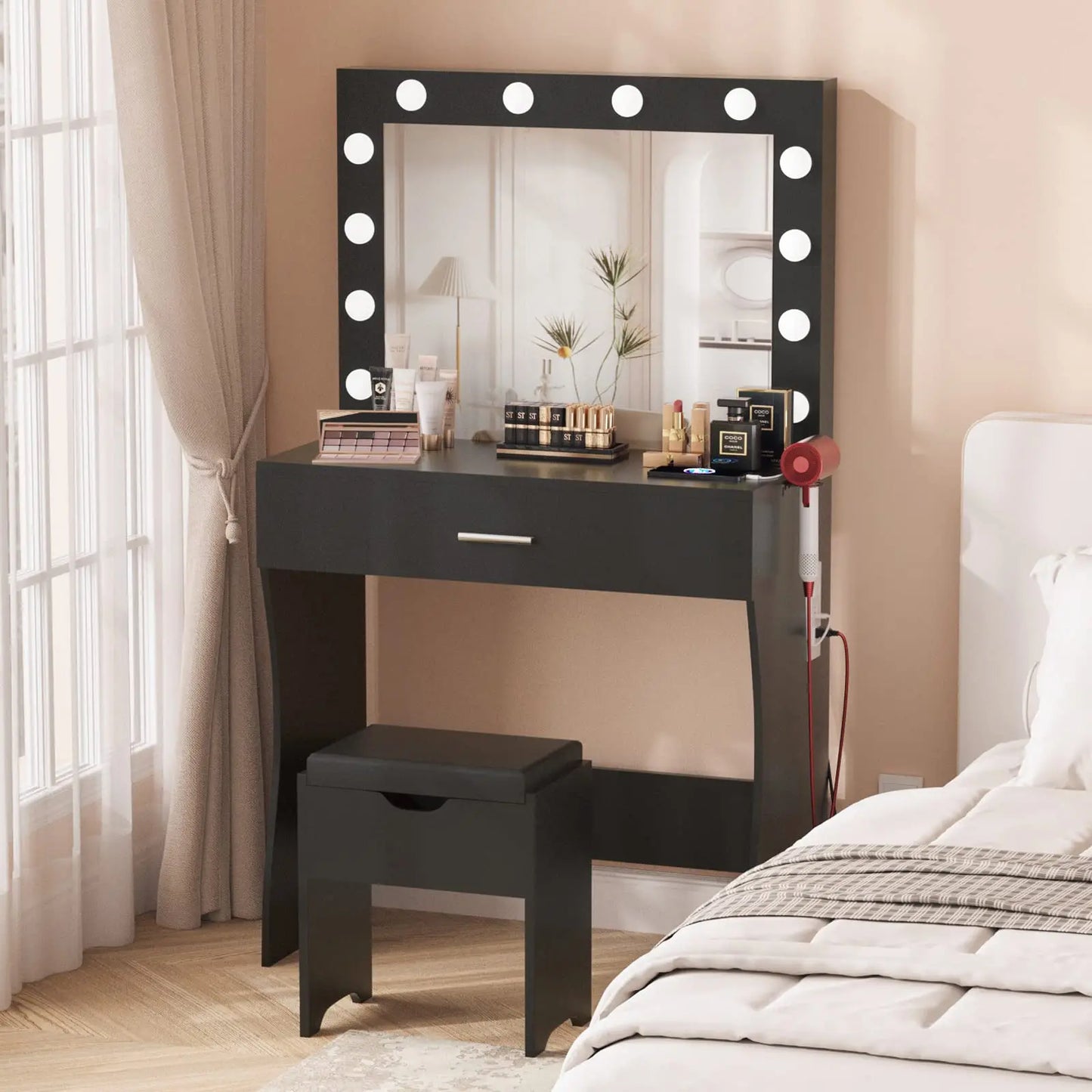 Teen Make-Up Vanity Desk Lights Mirror Set