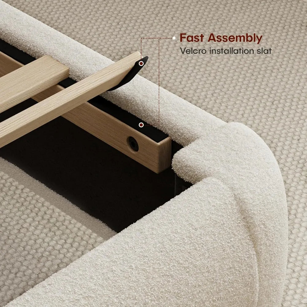 Heavy Duty Soft Buckle Bed Frame with Round Corner