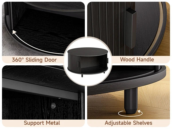 Modern Round Coffee Table with Storage