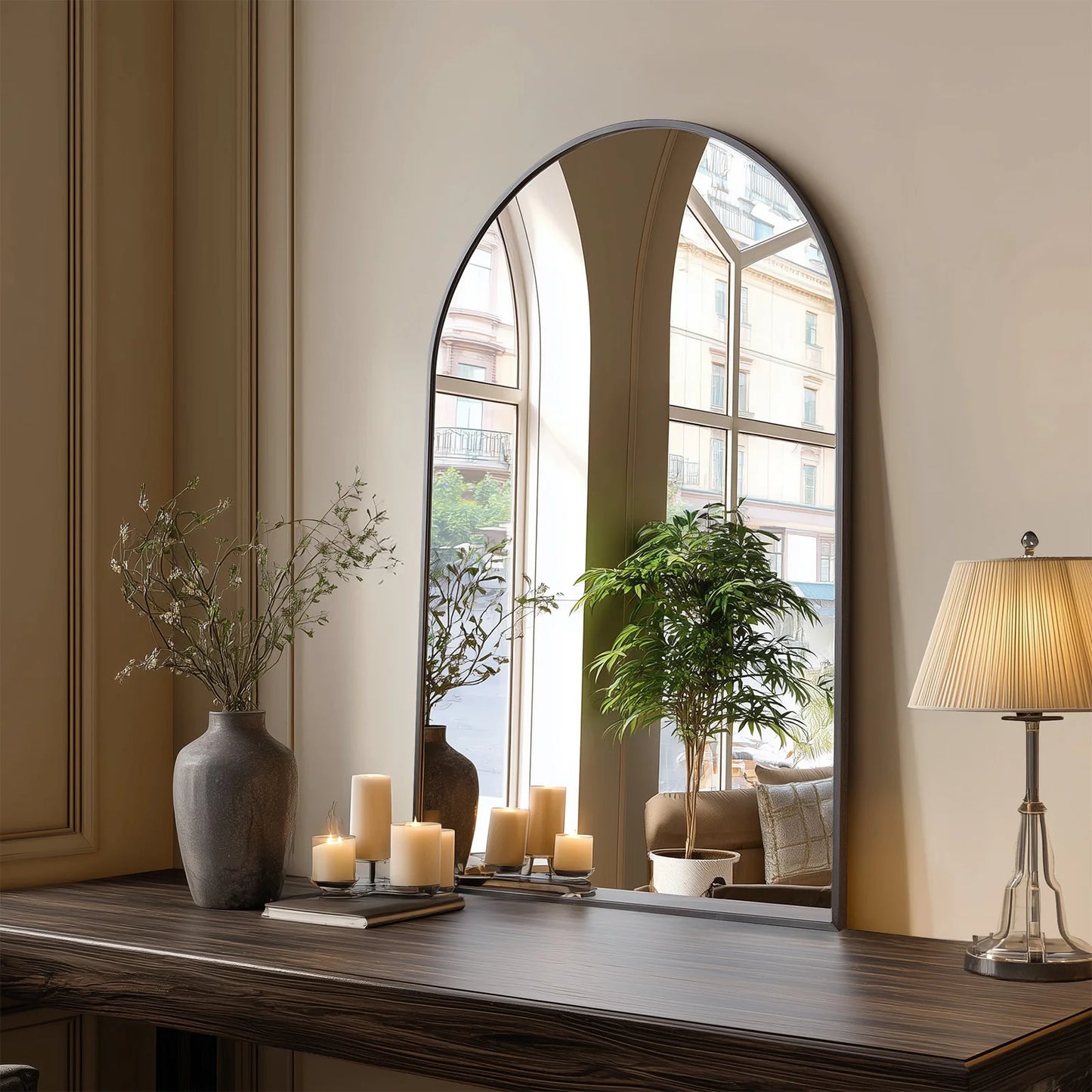 Arched Metal Framed Bathroom Mirrors - Wall  Hanging