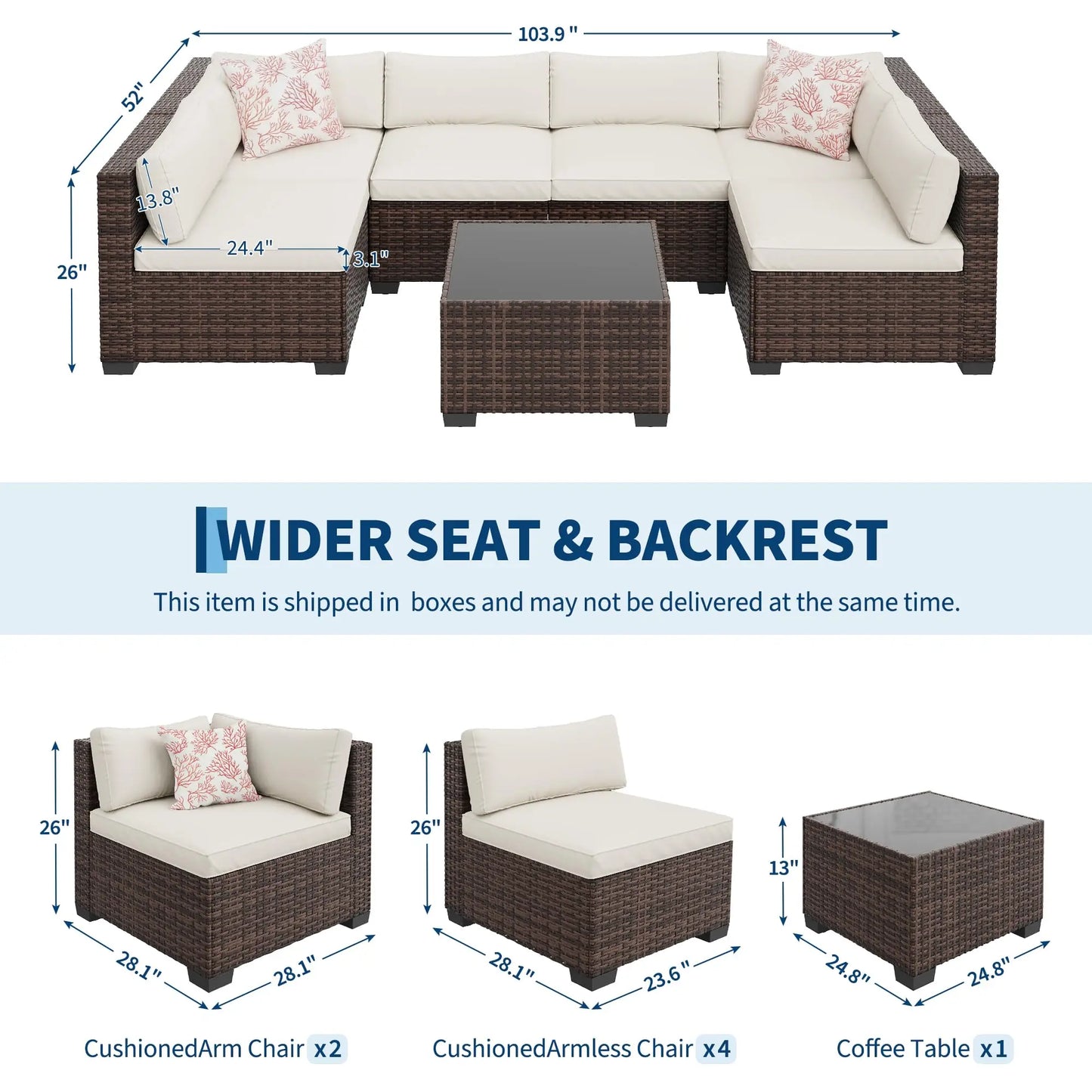 Sectional Sofa Set With Ottoman & Storage Table